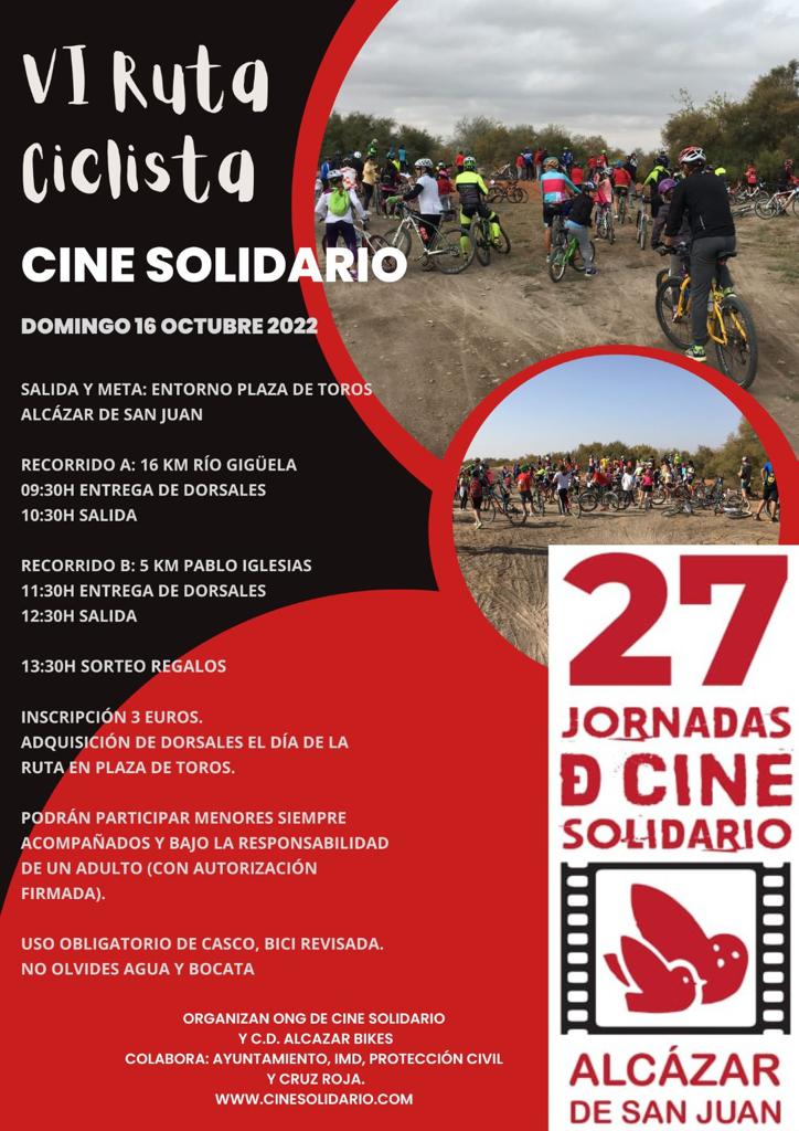 La VI Ruta Ciclista Cine Solidario se celebrará el domingo 16 de octubre con salida y llegada en el entorno de la plaza de toros 1